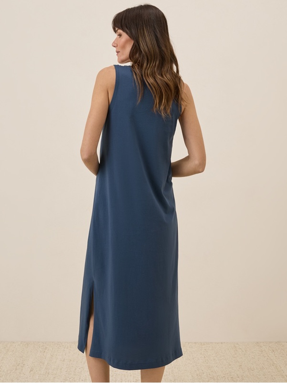 PACT Women’s Blue Midi Softspun Tank Dress - Organic Cotton - Size Medium - Picture 12 of 15